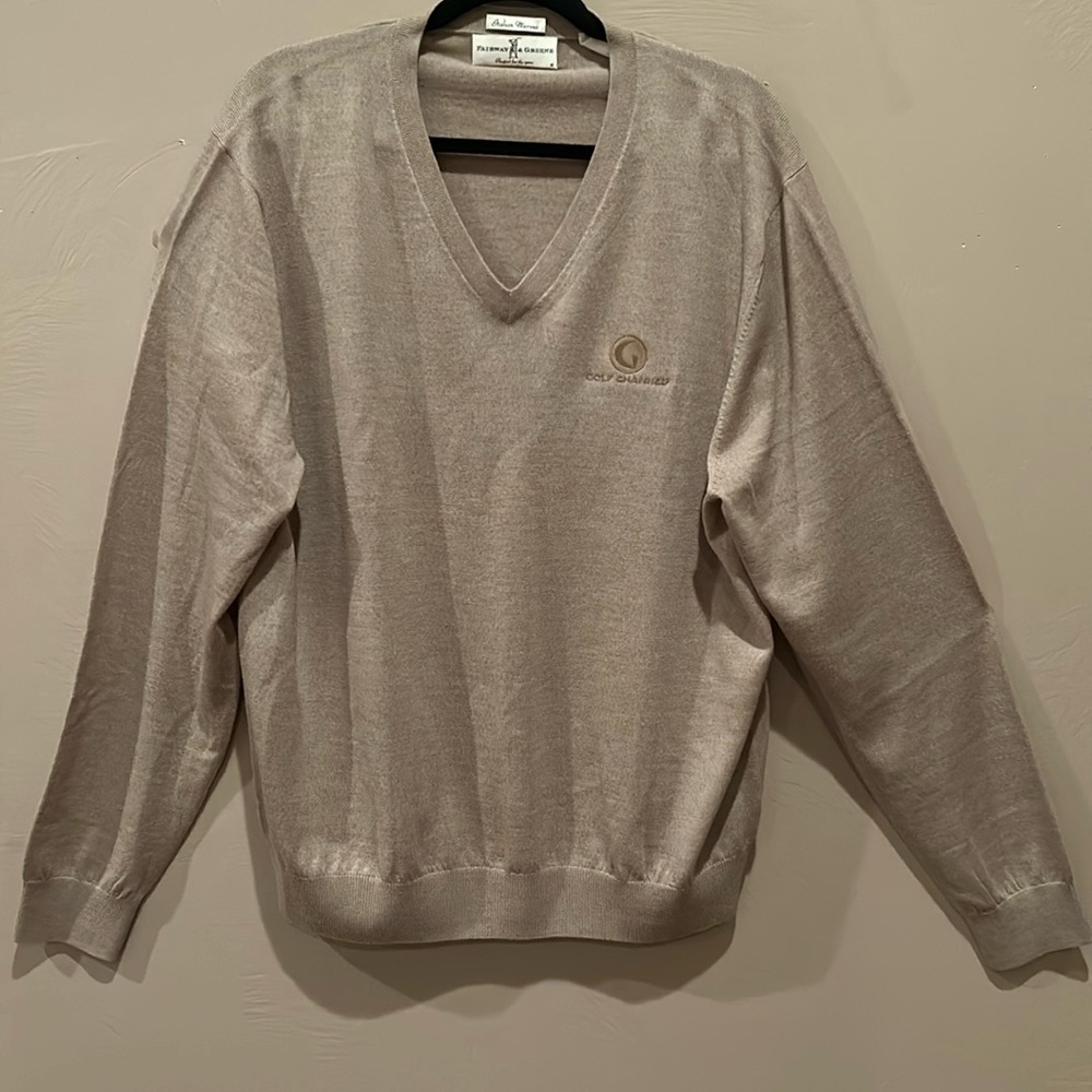 Fairway & Greene. Italian Merino V-Neck Golf Men’s Pull On Sweatshirt. Size XL.